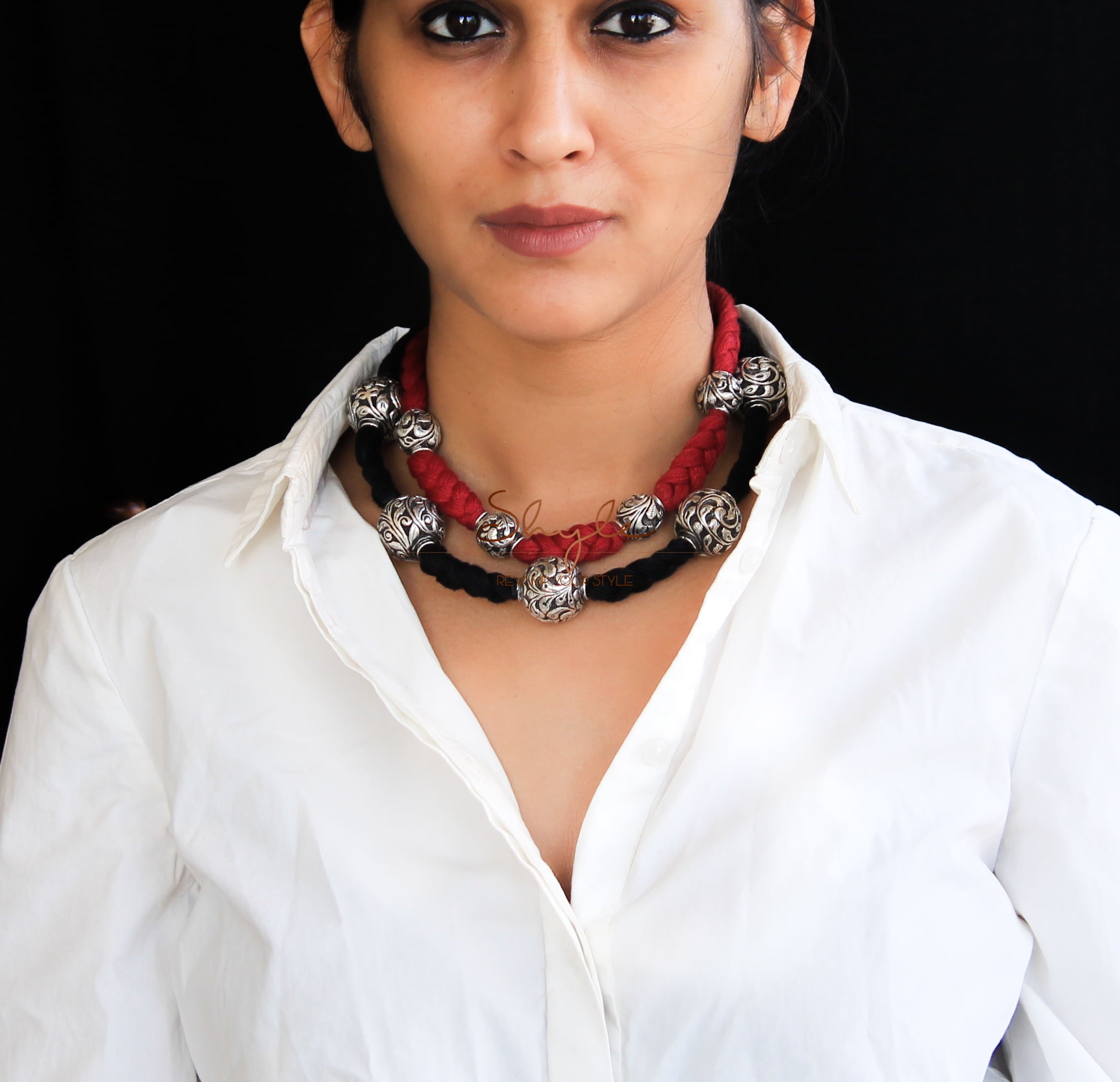 Tattva Classic Braided Chitai Ball Necklace