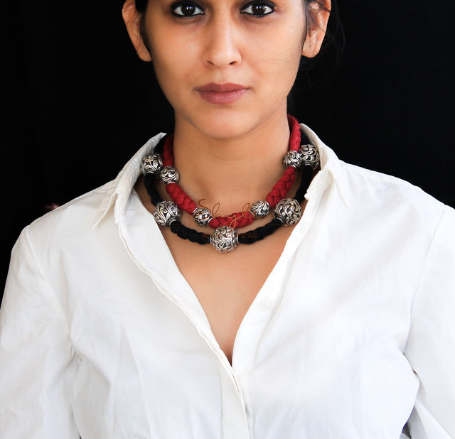 Tattva Classic Braided Chitai Ball Necklace