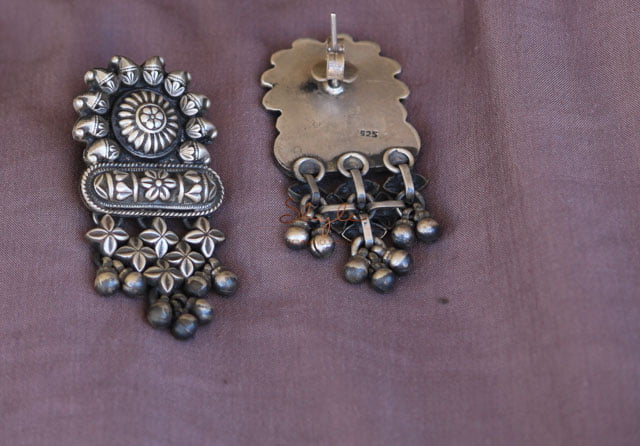 92.5 sterling silver Anvaya Intricate Jali Earrings, view 2