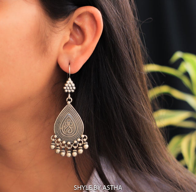 Adya Intricate Drop Fish Hook Earrings model