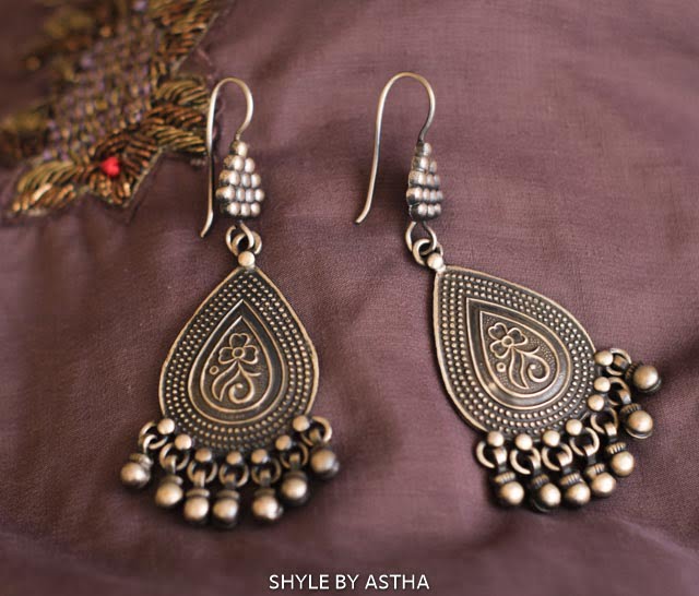 Adya Intricate Drop Fish Hook Earrings front