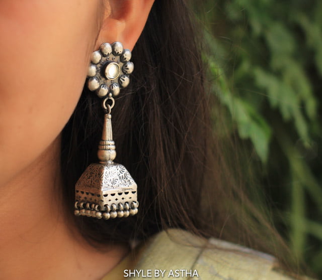 Dulari Intricate Classic Flower Motif Jhumka