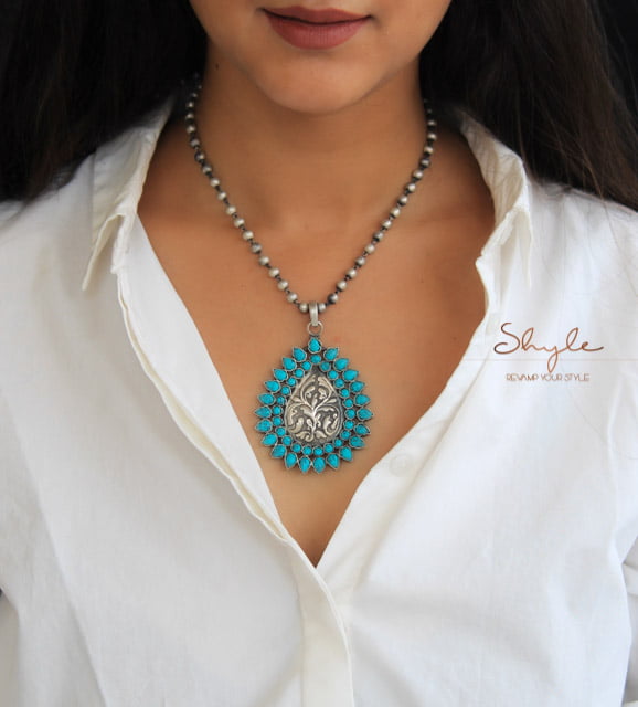 Anvaya Turquoise Chitai Classic Ball Necklace