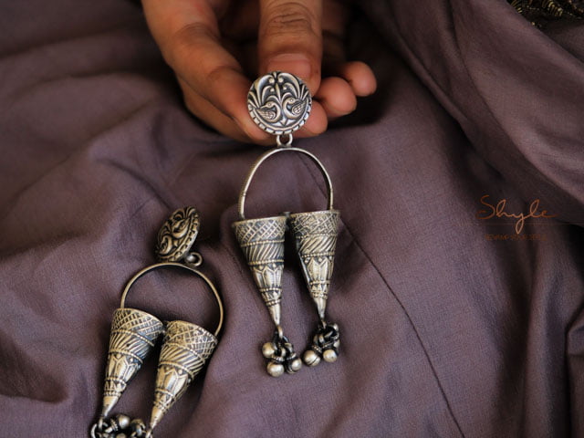 Mizoya Peacock Motif Intricate Earrings