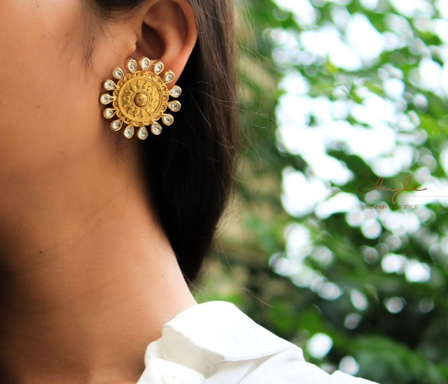 Tattva Gold Plated Kundan Flora Earrings