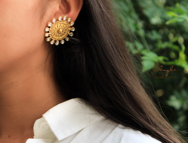 Tattva Gold Plated Kundan Flora Earrings