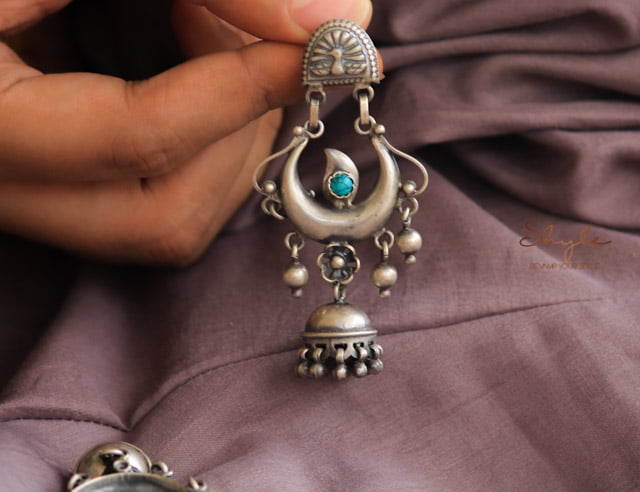 Mizoya Peacock Motif Crescent Motif Jhumki