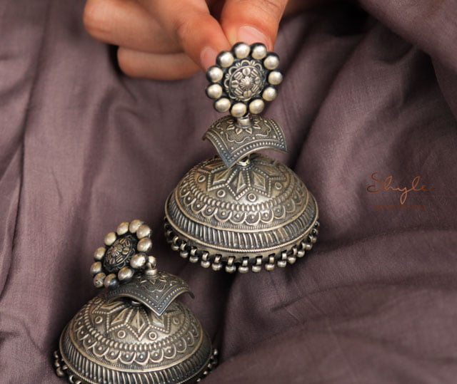 Dulari Flower Motif Intricate Grand Jhumka