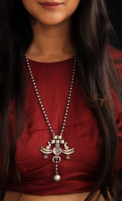 Mizoya Dual Peacock Quirky Ball Drop Necklace