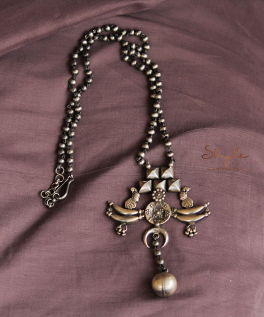 Mizoya Dual Peacock Quirky Ball Drop Necklace