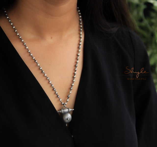 Adya Textured Drop Ball Chain Necklace