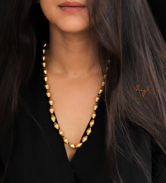 Tattva Gold Tone Dholki Beads Necklace