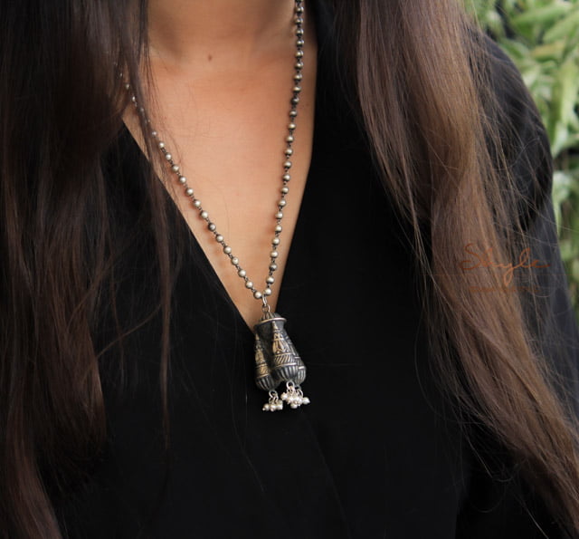 Tattva Intricate Three Dimensional Cone Ball Chain Necklace