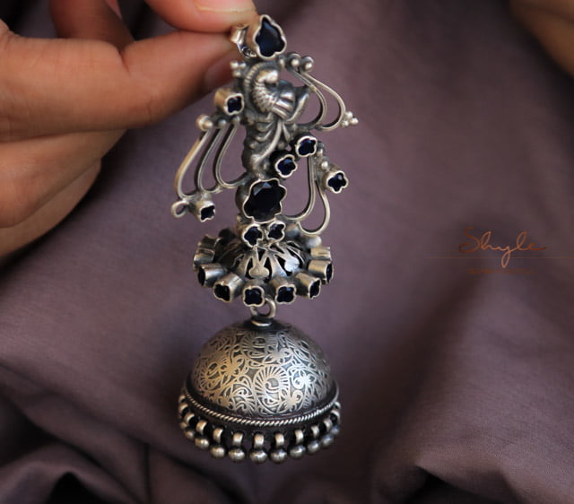 Tattva Jadau Peacock Detailed Motif Intricate Jhumka