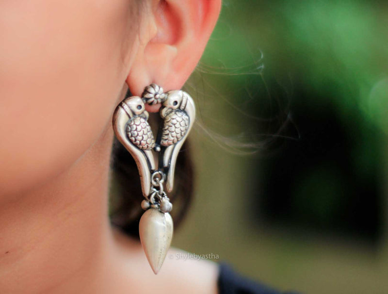 Dulari Dual Parrot Matte Drop Earrings model