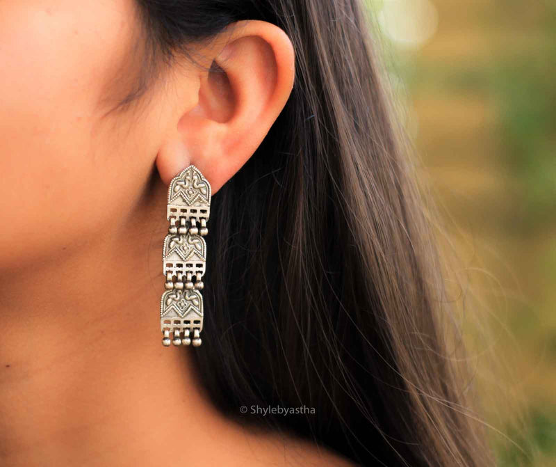 Mizoya Triple Layer Tribal Earrings