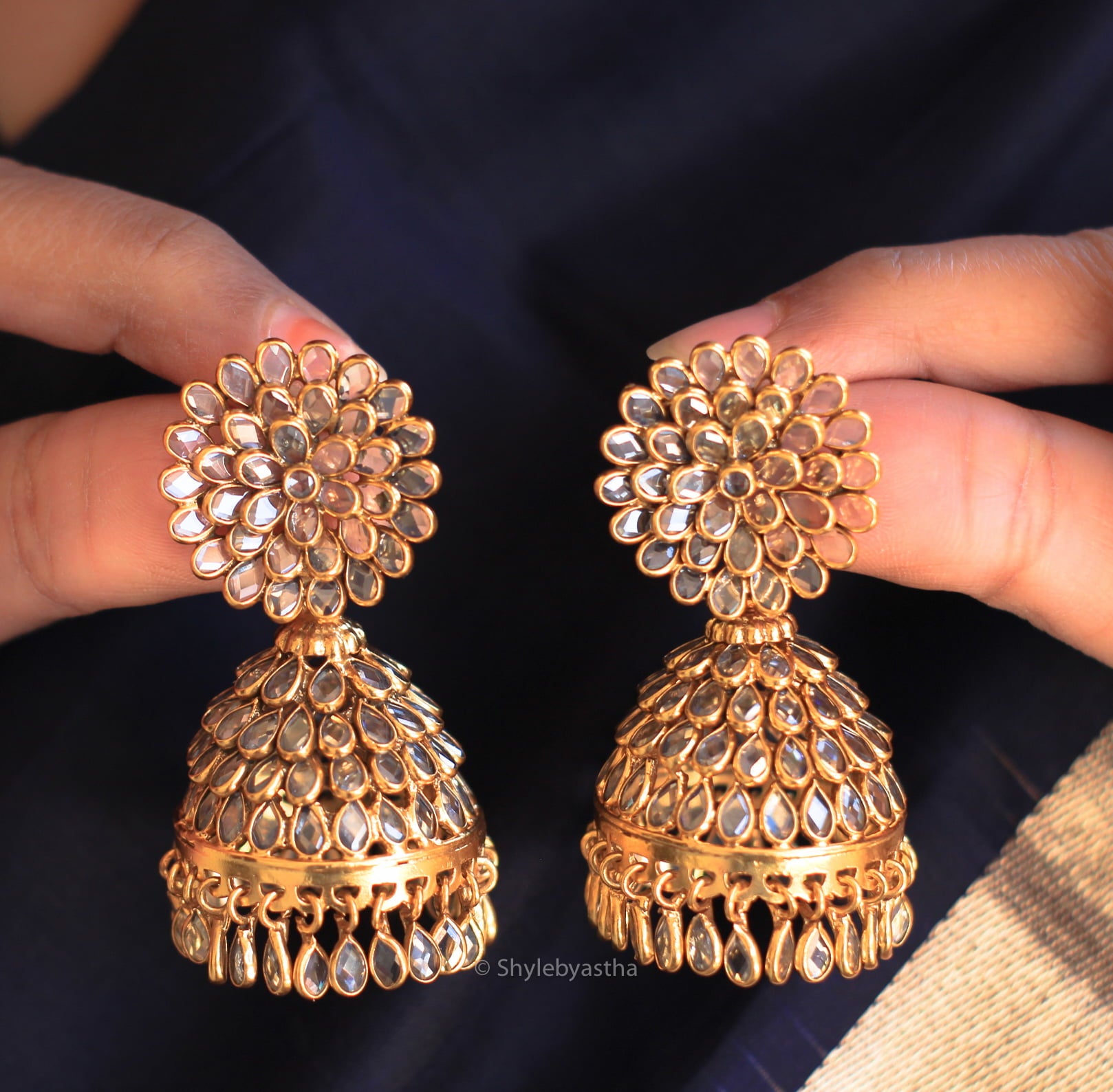 Essence Gold Tone Swarovski Jhumka