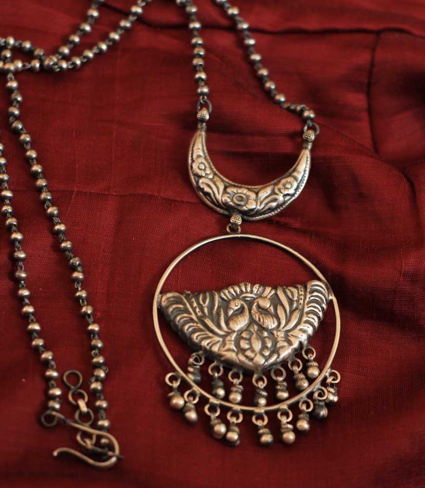 Dulari Crescent moon Dual Peacock Necklace