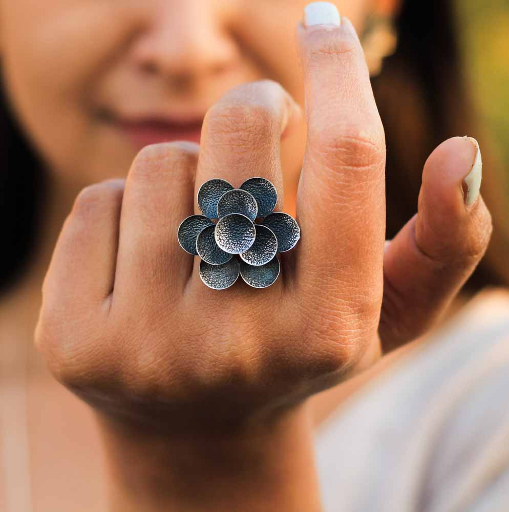 Adya Flower Textured Ring