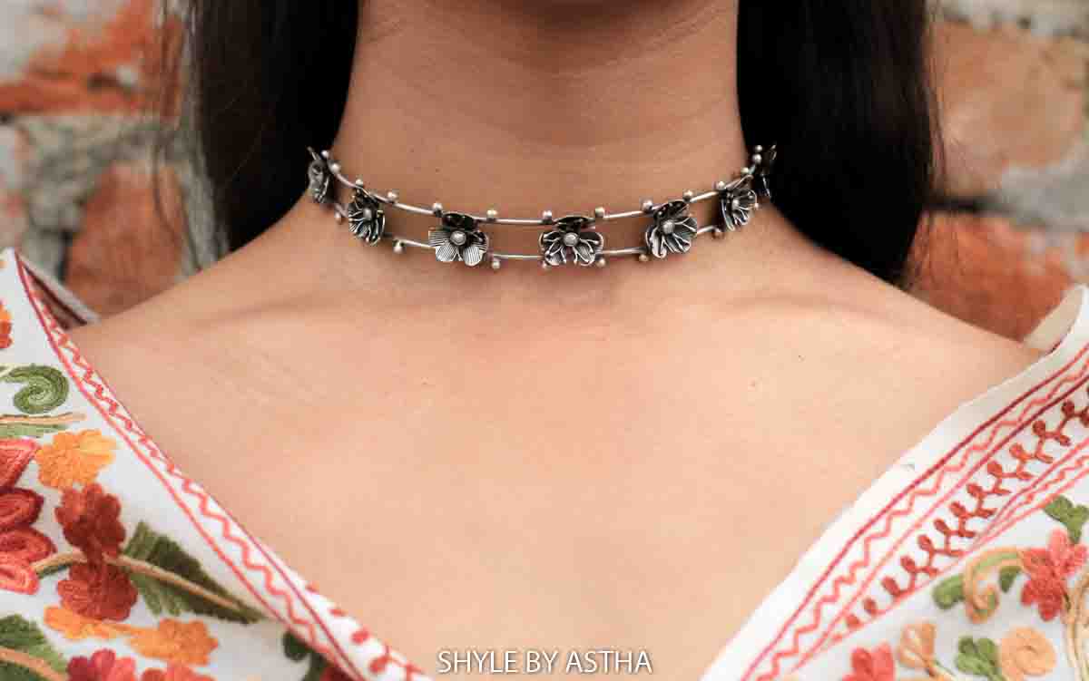 Qurbat Intricate Flower Statement Choker