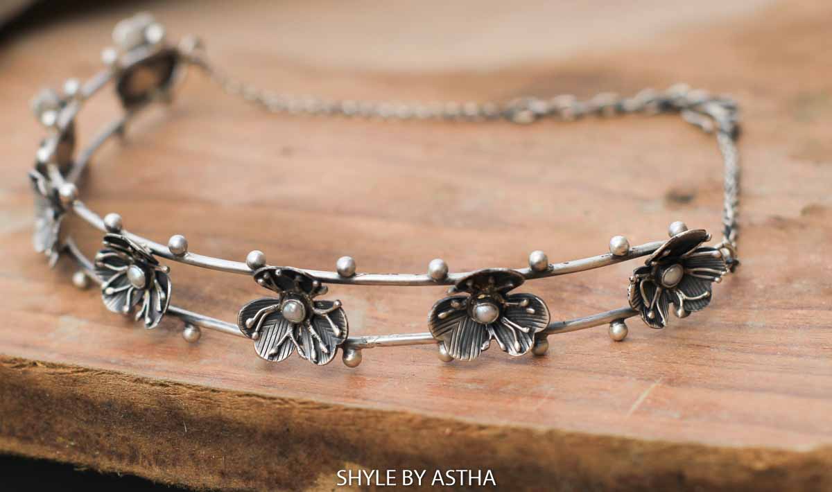 Qurbat Intricate Flower Statement Choker front