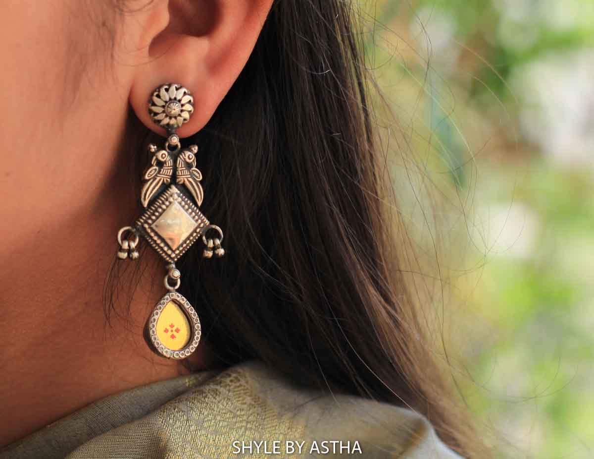 Dulari Mini Parrot Handpainted Earrings