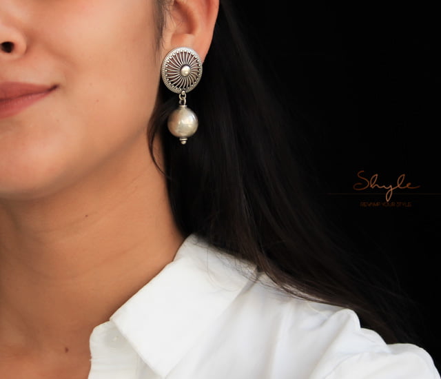 Adya Chakra Motif ball Drop Earrings