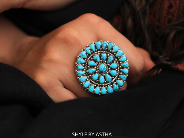 Tattva Turquoise Cocktail Ring