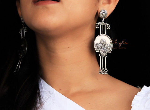 Anvaya Layered Contemporary Flora motif Earrings
