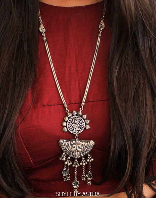 Tattva Dual Peacock Intricate Flower Layered Necklace