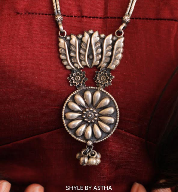 Anvaya Lotus Flower Embossed Necklace
