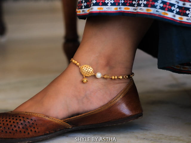 Tattva Gold Plated Pearl Anklets