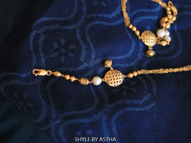 Tattva Gold Plated Pearl Anklets