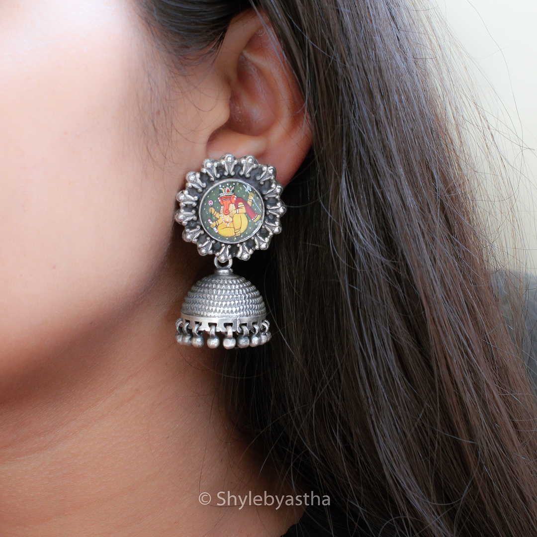 Jhumri Ganesha Hand Painted Jhumka
