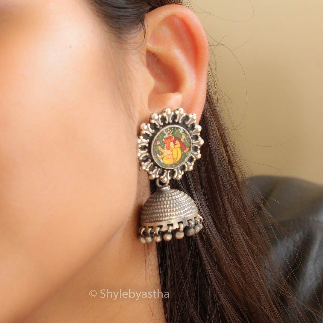 Jhumri Ganesha Hand Painted Jhumka
