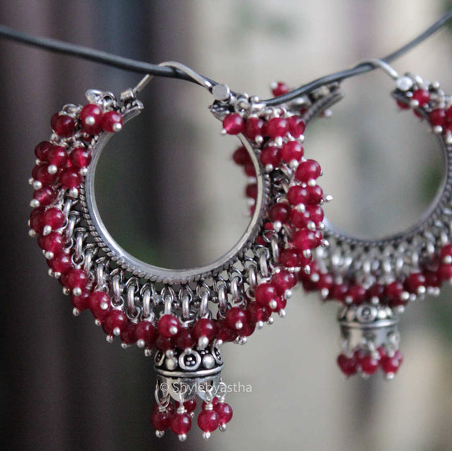 Jhumri Ruby Hanging Chandbalis