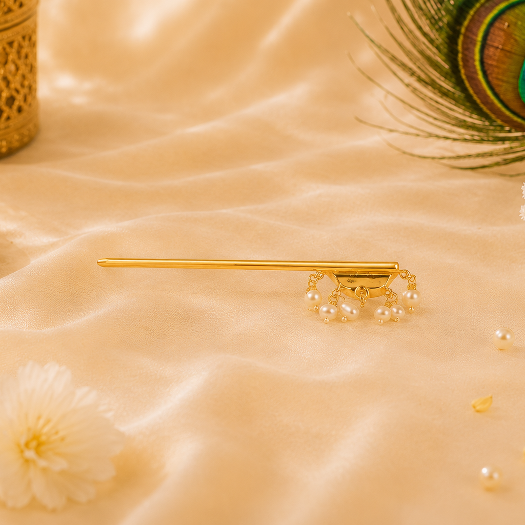 Laddu Gopal Ji Kundan Flora Pearl Drop Murli