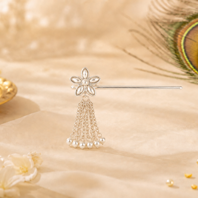 Laddu Gopal Ji Kundan Flower Drop Murli
