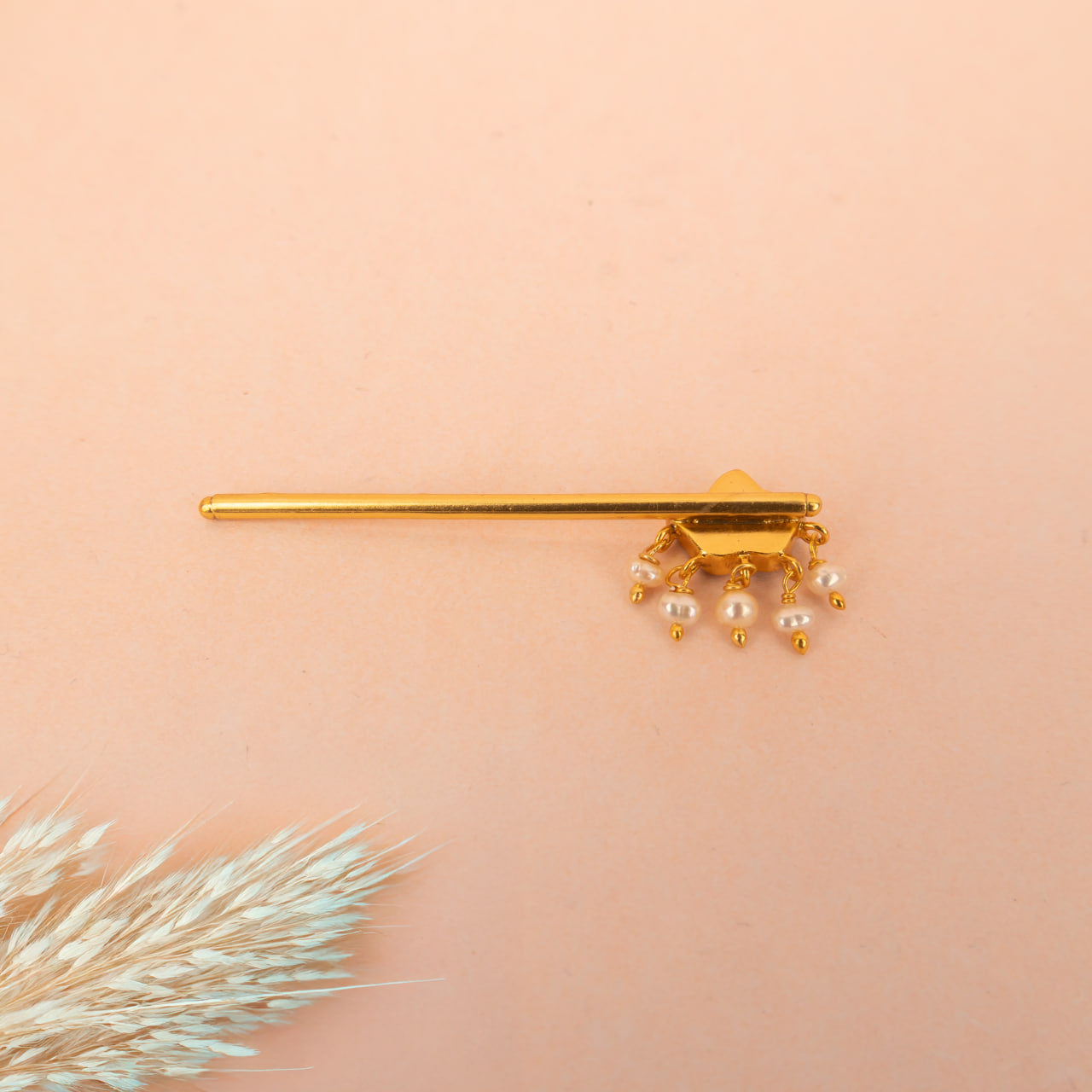 Laddu Gopal Ji Kundan Flora Pearl Drop Gold Plated Murli