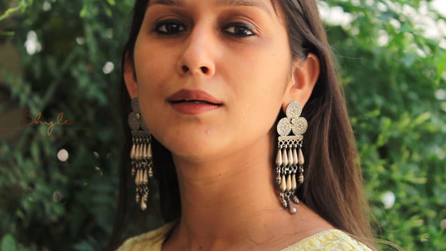 Anvaya Intricate Tricircle Motif Layered Drop Earrings primary