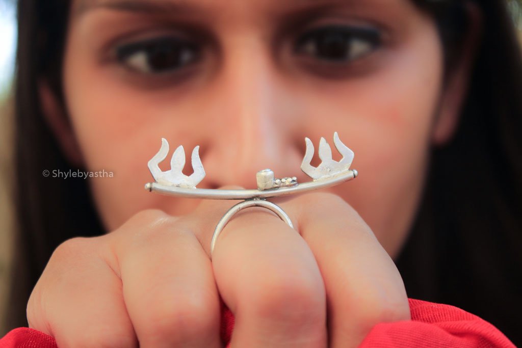 Moh Shiva Double Trishul Unisex Ring
