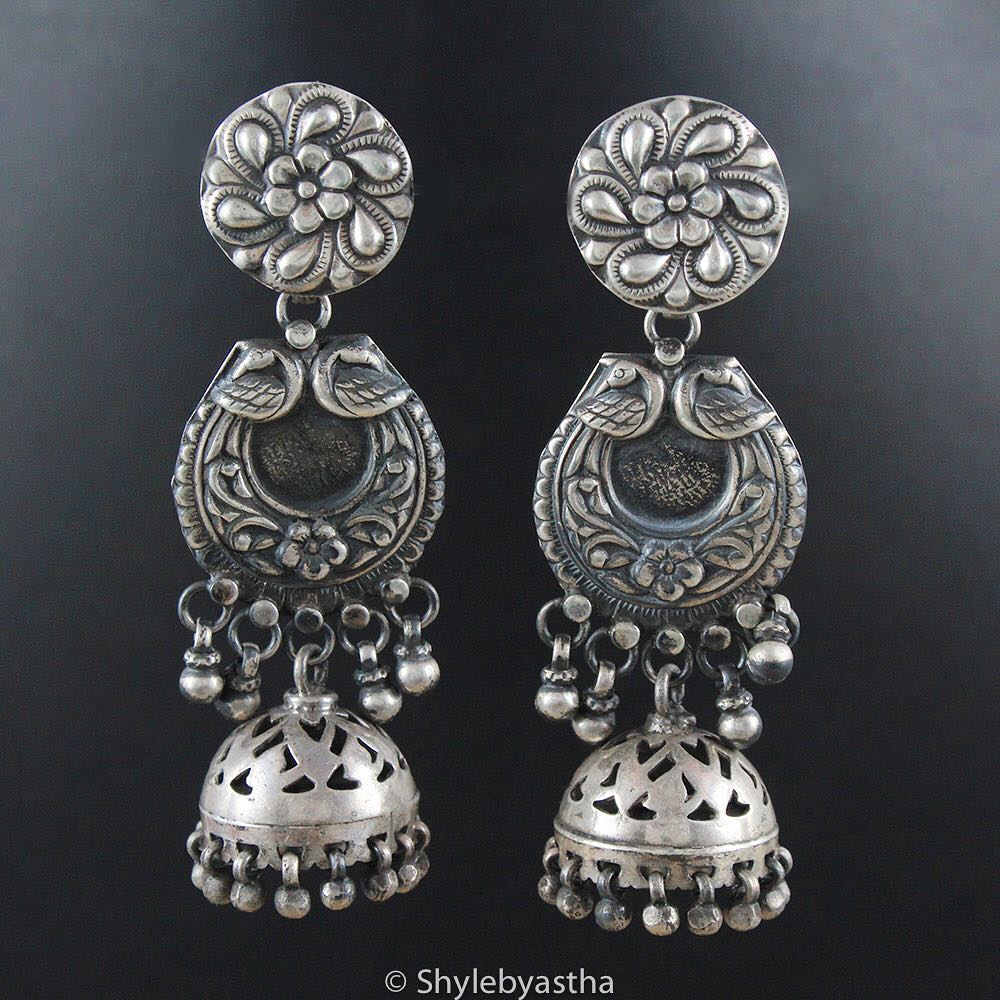 Mizoya Dual Peacock 2 Layered Jhumkis