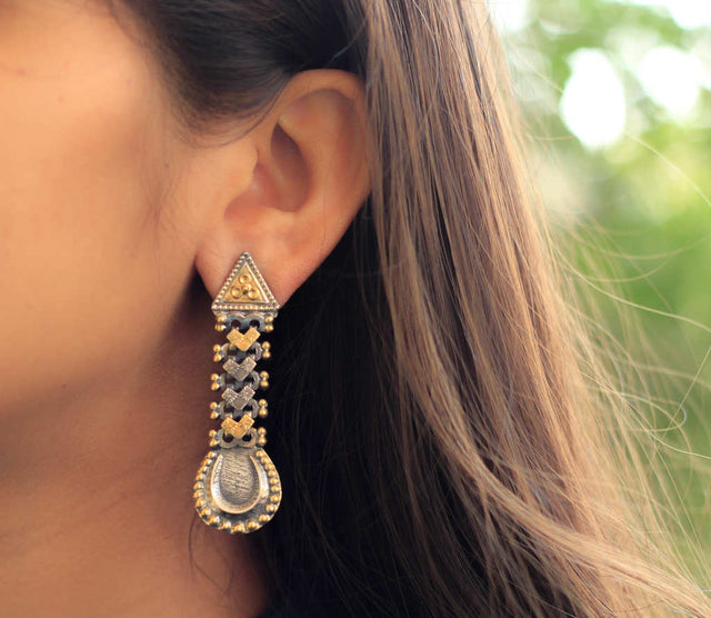 Mizoya Dual Tone Silver Earrings