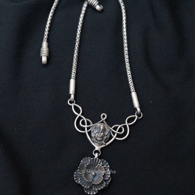 Mizoya Flower Hanging Ganesha Necklace