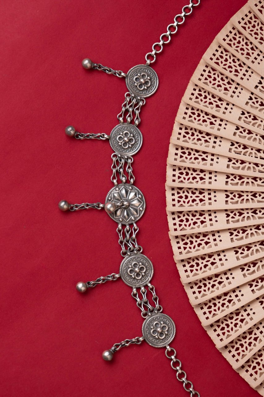 Mizoya Intricate Tribal Motif Ball Drop Choker
