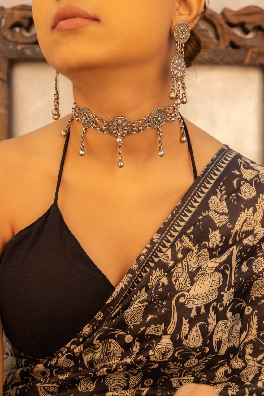 Mizoya Intricate Tribal Motif Ball Drop Choker Set
