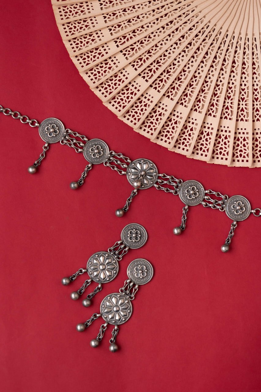 Mizoya Intricate Tribal Motif Ball Drop Choker Set