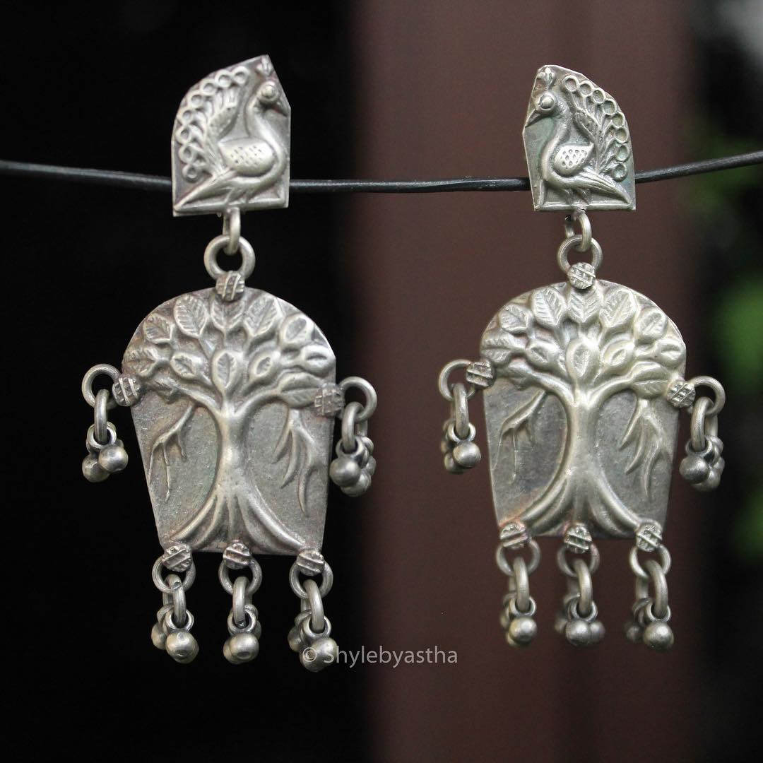 Mizoya Peacock Motif Tree Earrings