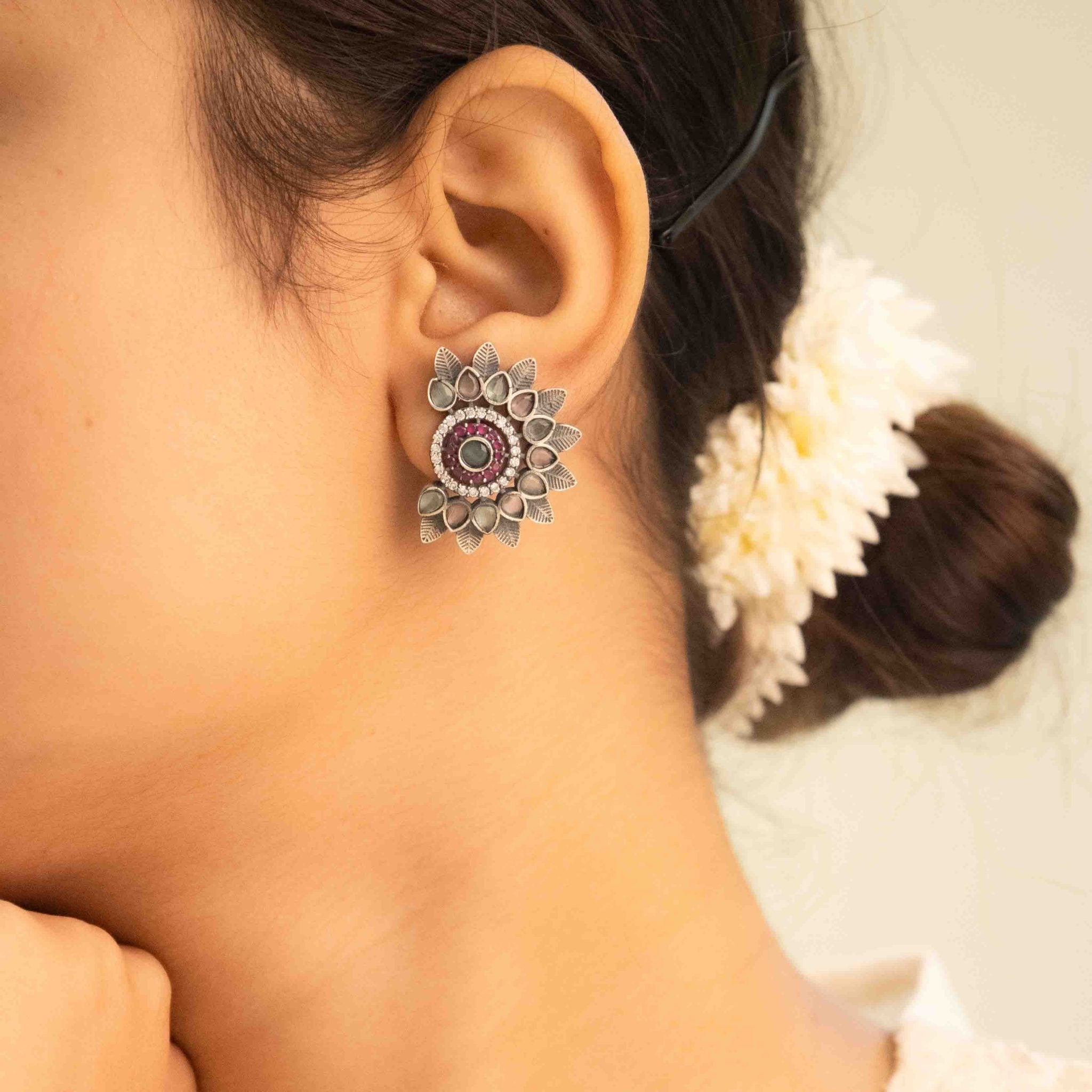 Mizoya Petal Bordered Statement Stud Earring