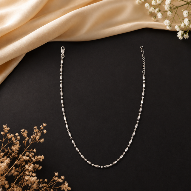 925 pure silver classic bead necklace